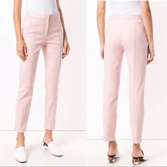 Tory Burch Vanner Pastel Pink Slim Straight Leg High Rise Cropped Ankle Pants - Picture 1 of 8